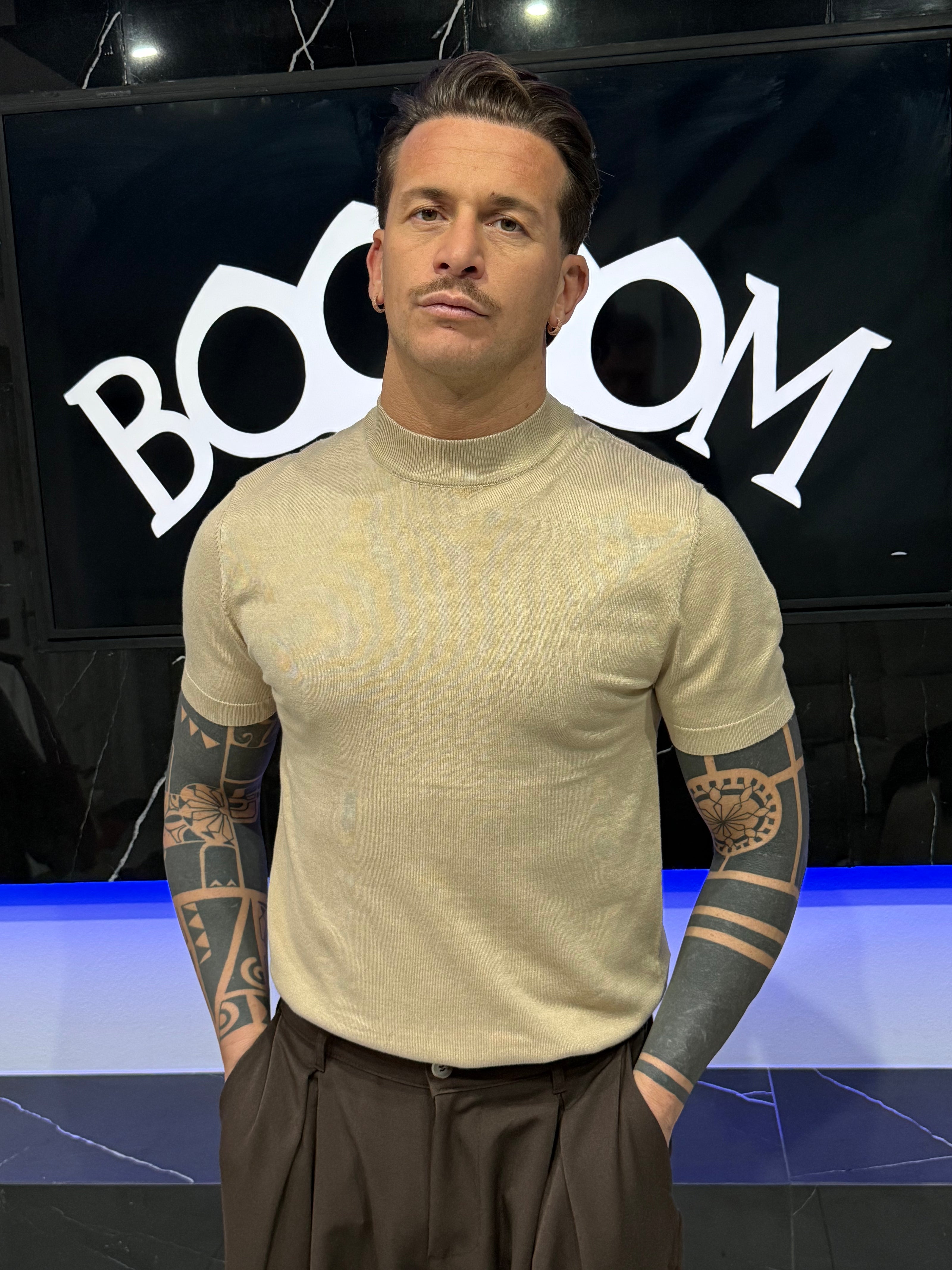 T-shirt mezzo collo in filo di cotone