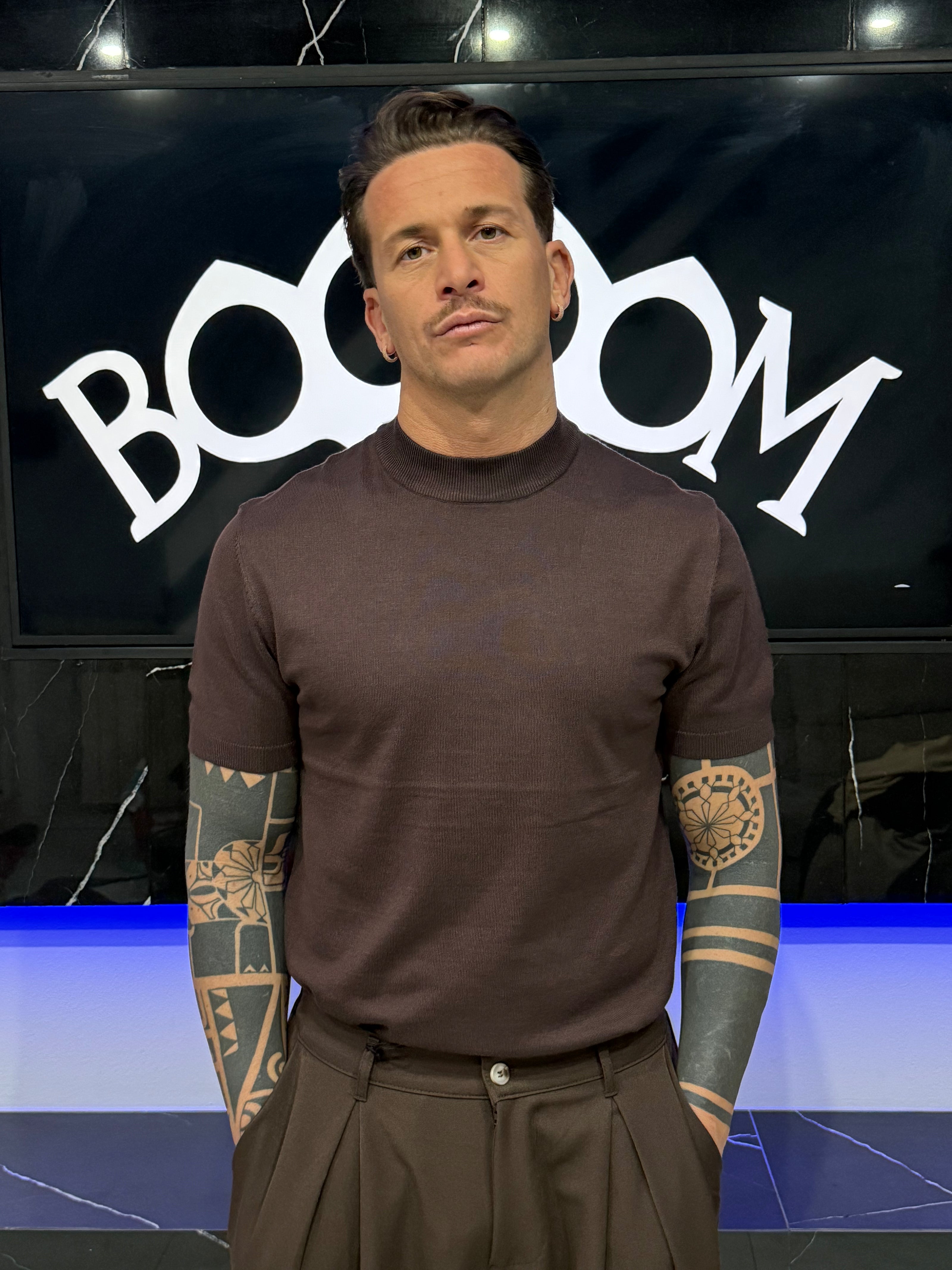 T-shirt mezzo collo in filo di cotone